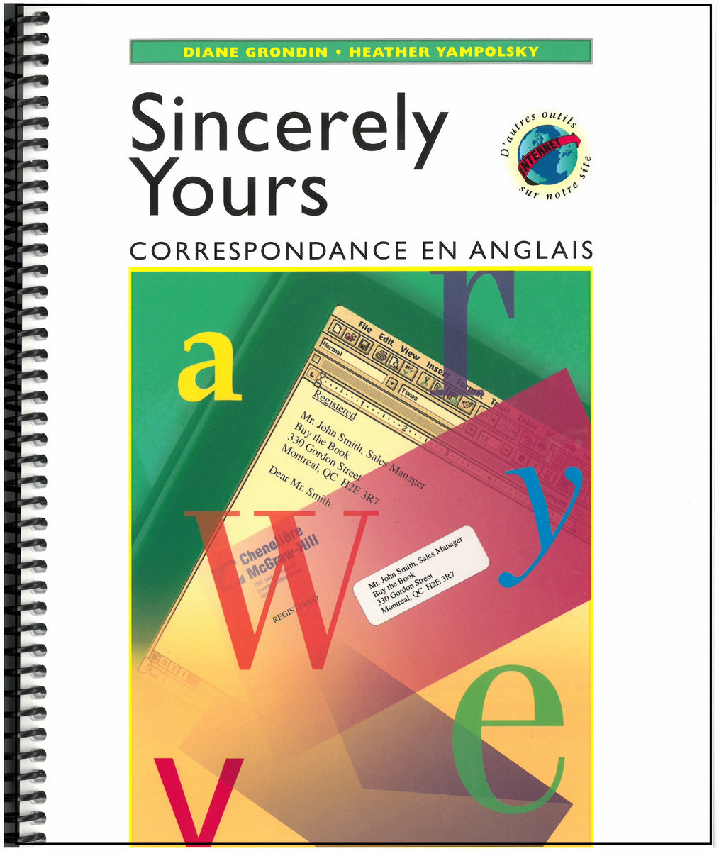 Sincerely Yours Correspondance en Anglais Université SainteAnne